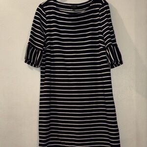 Striped Black & White Shift Dress - Casual Women's Dress